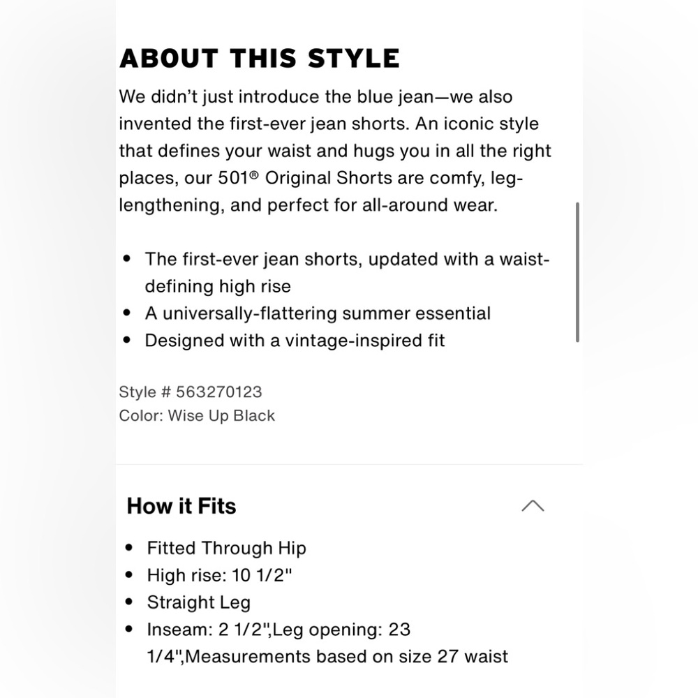 LEVI’S 501® ORIGINAL FIT HIGH RISE SHORTS - Picture 11 of 11